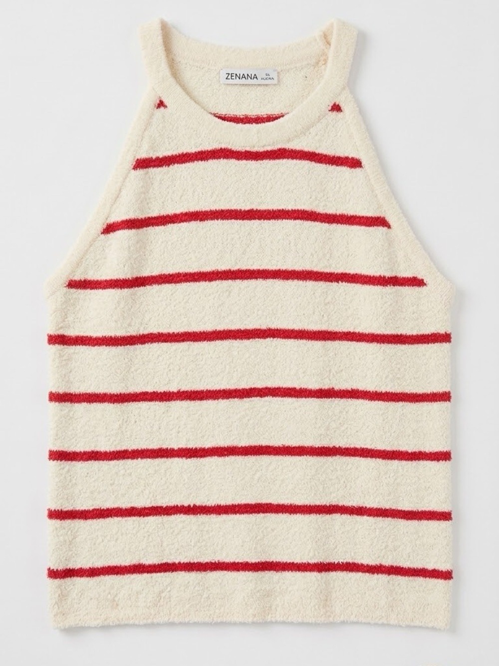 Zenana Outfitters Cream and Red Striped Tank